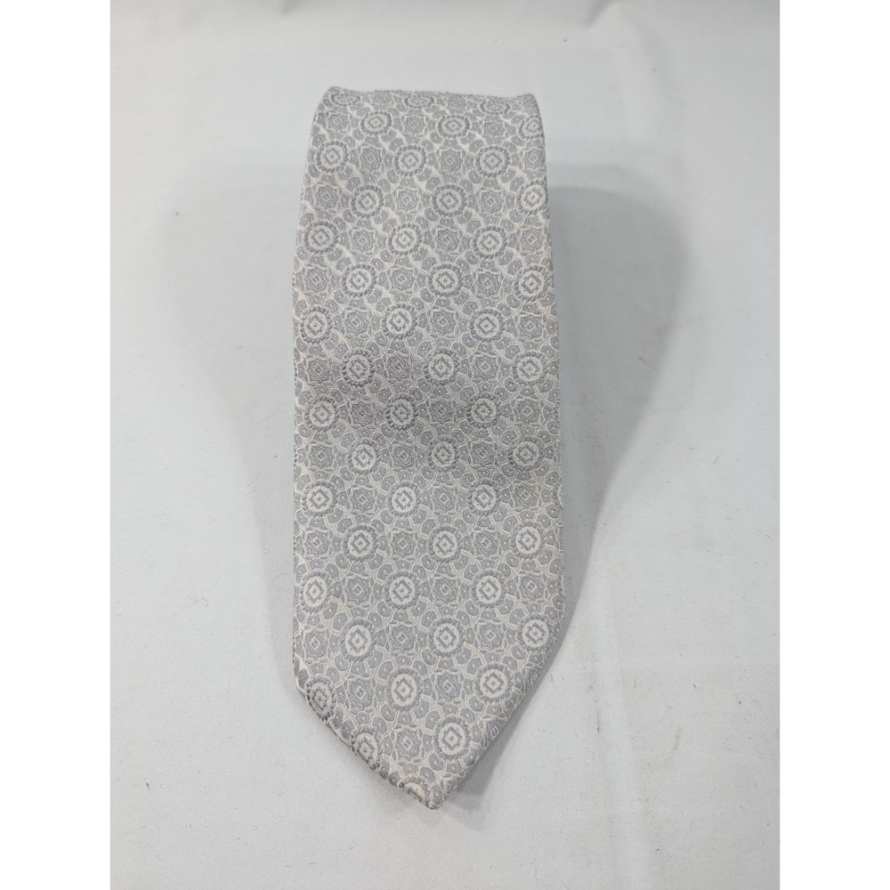 Donald Trump Necktie Mens Silver Floral Geometric Diamond 100% Silk